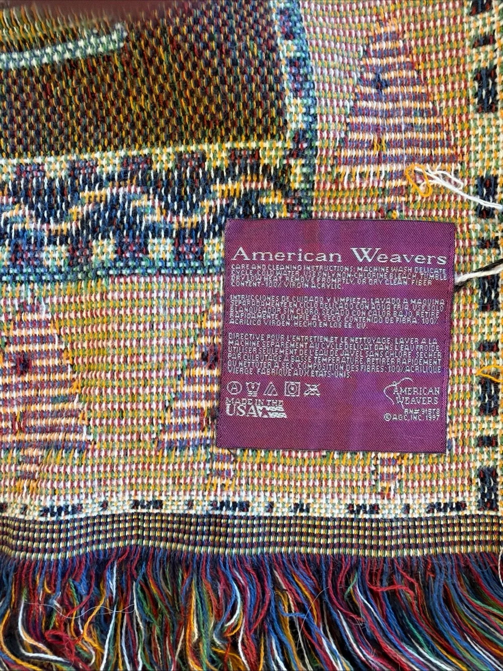 Vintage 1997 American Weavers Winter Scene Throw 48x60”